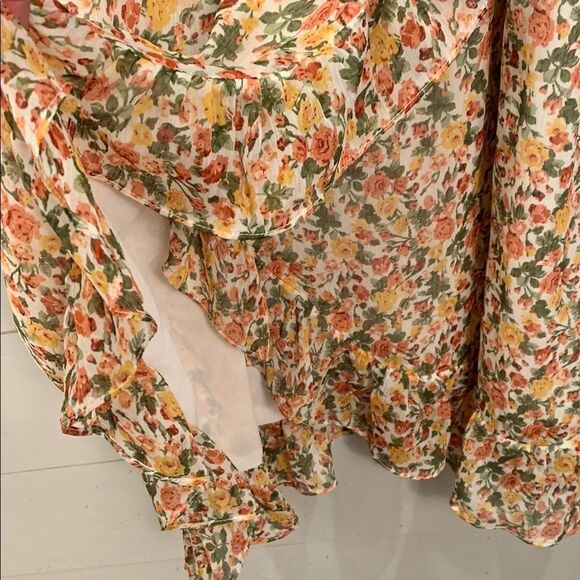 Yours Truly Floral Wrap mini dress ruffle hem size 12 - Picture 8 of 12